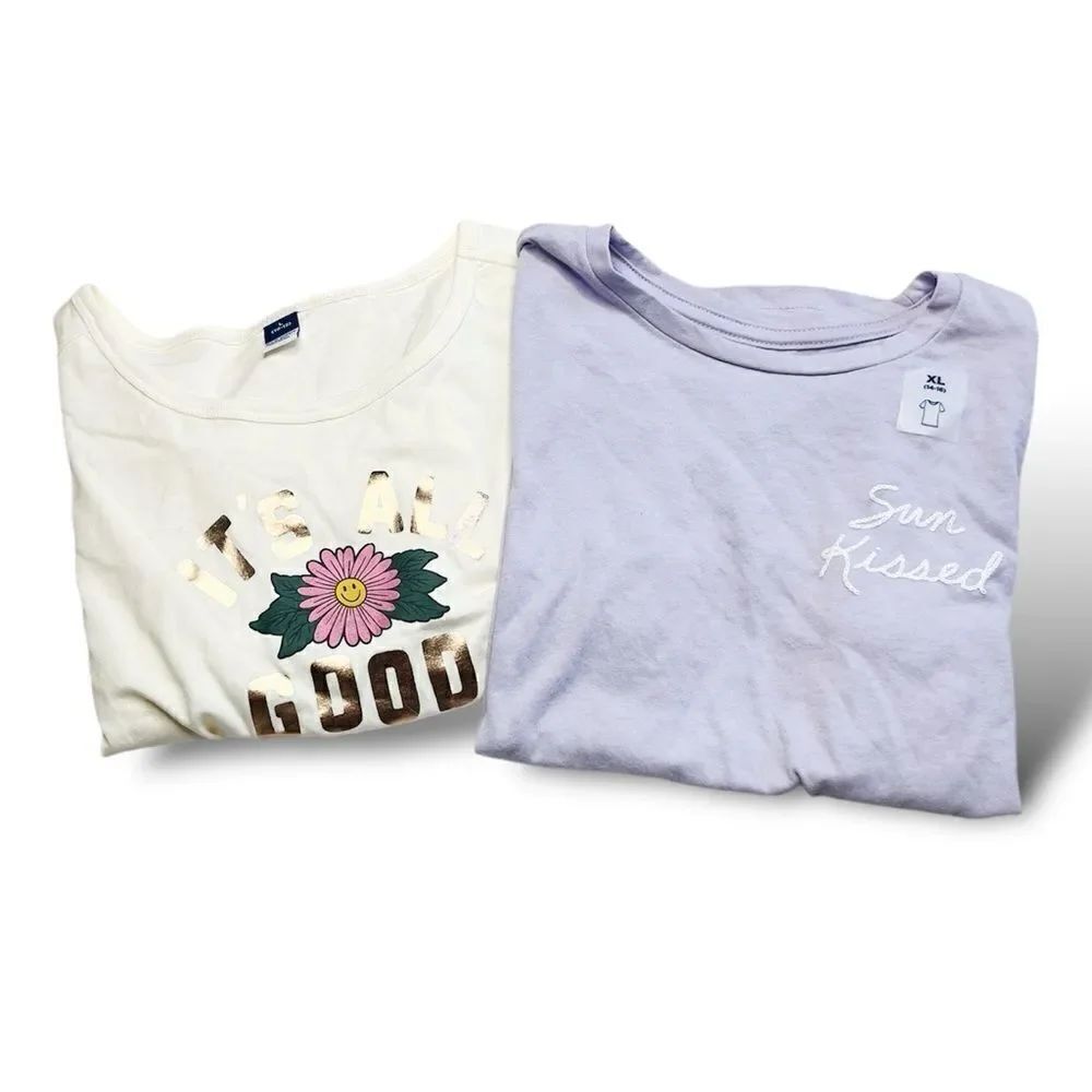 Old Navy Summer Short Sleeve T Shirt Set Cream & Purple Size XL / Large